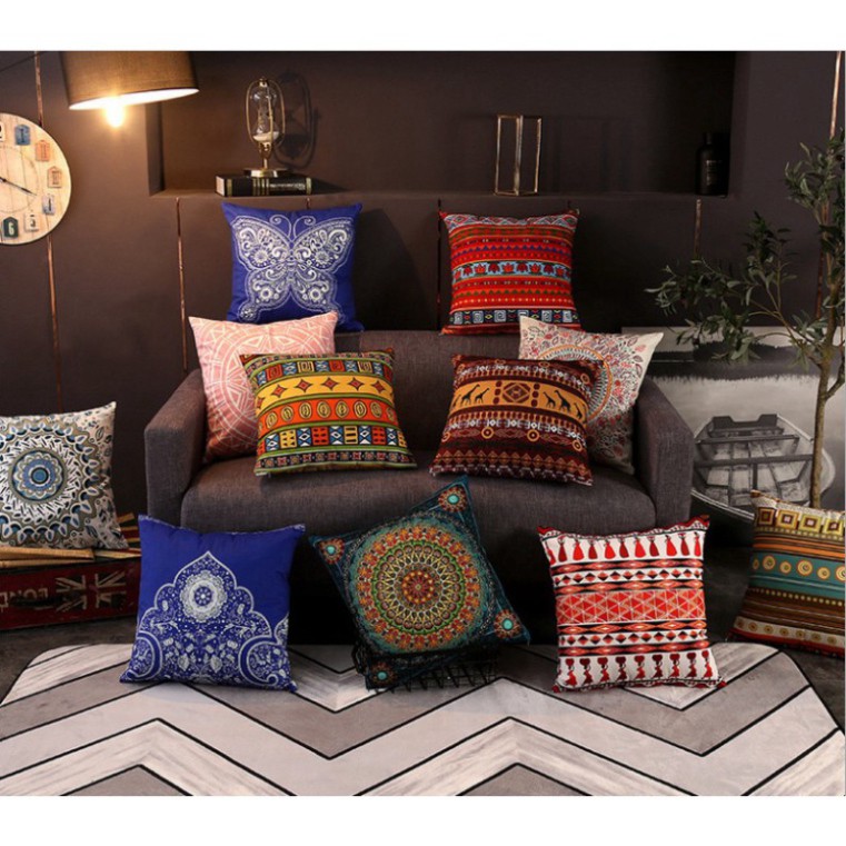 GỐI HỌA TIẾT DÂN TỘC decor quán cafe chất chill. Gối tựa lưng đọc sách, trang trí phòng khách