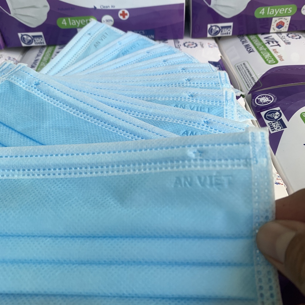 khẩu trang y tế 4 lớp, hộp 50c, có giấy chứng nhận, hàng chất lượng,không đổ lông, kháng khuẩn