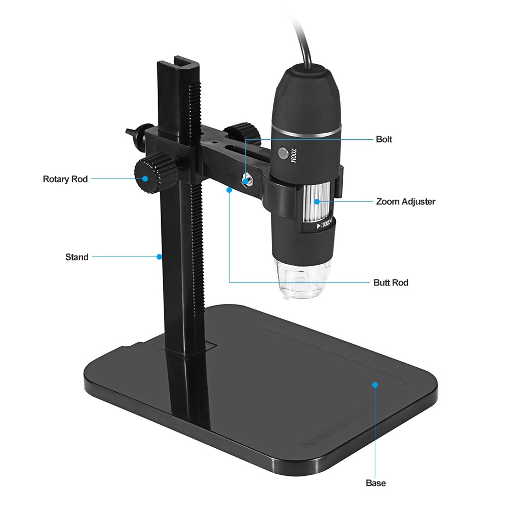 Portable Digital Microscope 1000X Electronic Endoscope 8 LED 2 Million Pixels Mag