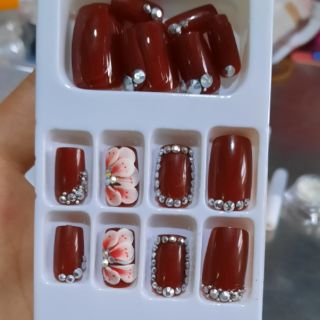 Bộ móng tay thiết kế k1 màu đỏ đô