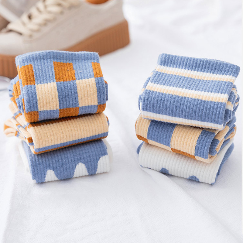 Vớ Cotton Cổ Cao Jp5 Họa Tiết Sọc Vuông Thời Trang Cho Nam