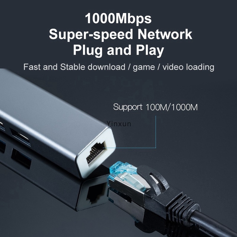 Bộ Chuyển Đổi Mạng Ethernet Usb 3.0 2.0 Sang Rj45 Hub 100 / 1000m Cho Macbook Windows | BigBuy360 - bigbuy360.vn