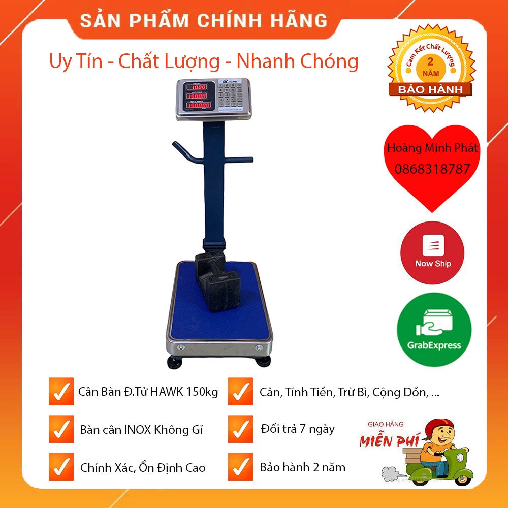 CÂN ĐIỆN TỬ HAWK 100kg - 150kg CHỐNG NƯỚC A7E. CHUYÊN DÙNG CÂN HÀNG HÓA, ĐỒ DÙNG, HẢI SẢN TẠI CHUỖI NHÀ HÀNG, CỬA HÀNG