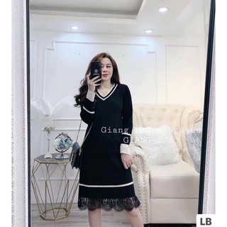 váy xuông cổ tim chân ren