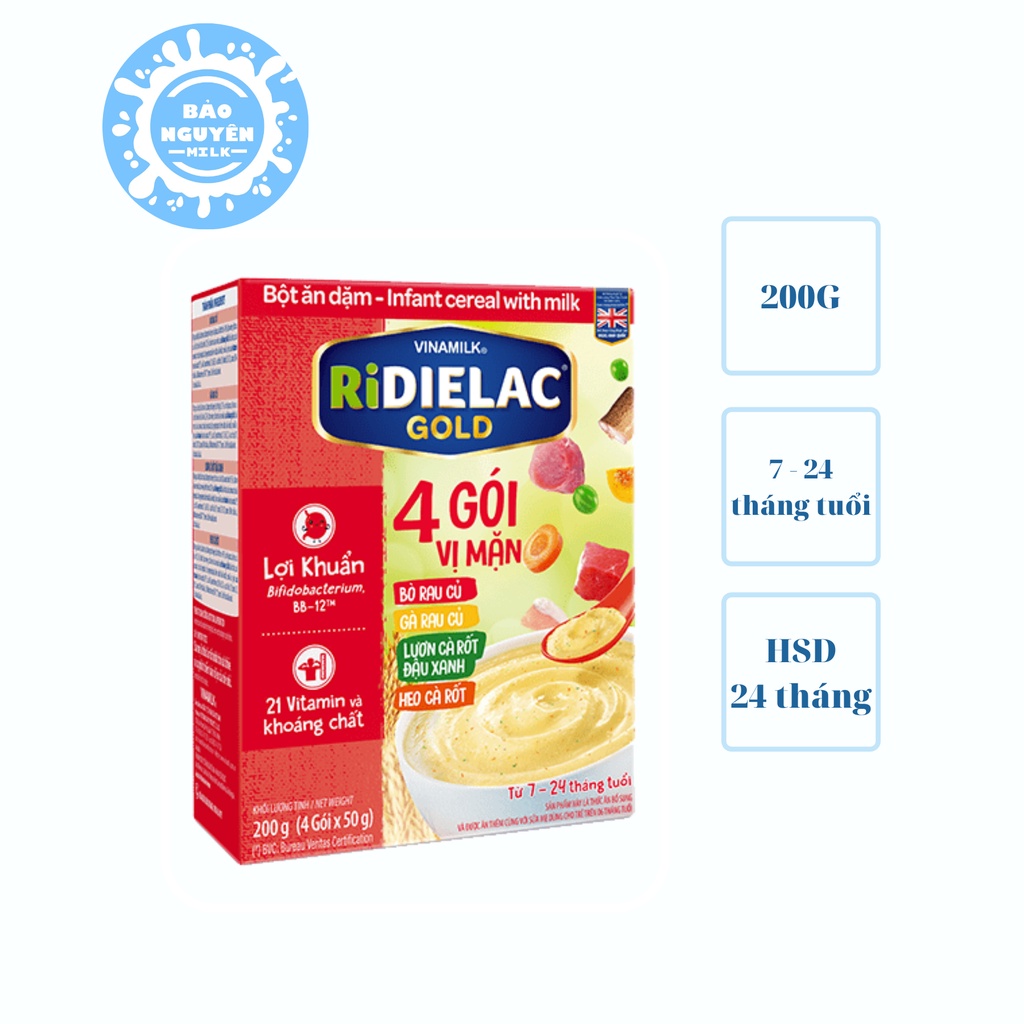 Bột Ăn Dặm RiDielac Gold 4 Vị Mặn - Hộp Giấy 200g