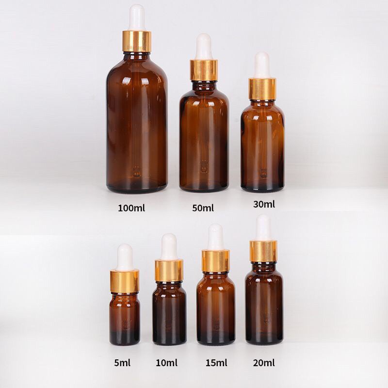 Lọ thủy tinh chiết Serum bóp giọt Khoen Đen - Lọ thủy tinh chiết tinh dầu 5ml-10ml-15ml-20ml-30ml-50ml-100ml