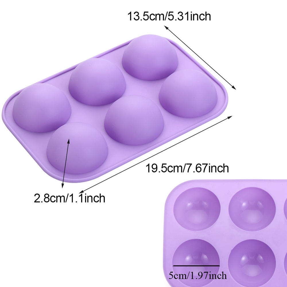 CONOPERY Khuôn làm bánh muffin muffin muffin muffin muffin 6 ngăn hình bán cầu bằng silicone không dính nhiều màu tùy chọn