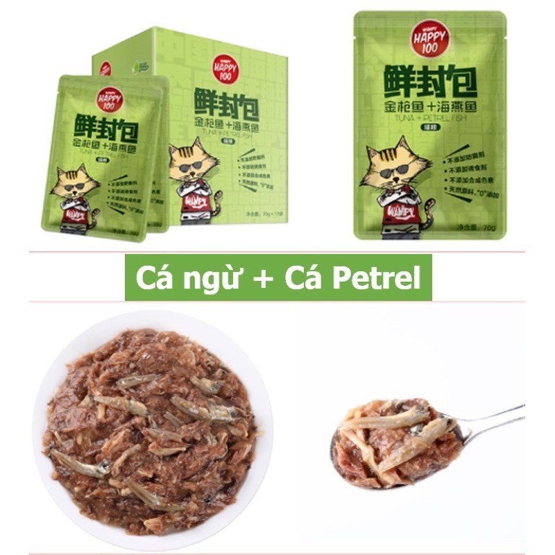PATE CHO MÈO Wanpy Happy 100 Gói 70g Bổ sung dinh dưỡng Tốt cho tiêu hóa Tăng cường miễn dịch Phù hợp với mọi lứa tuổi