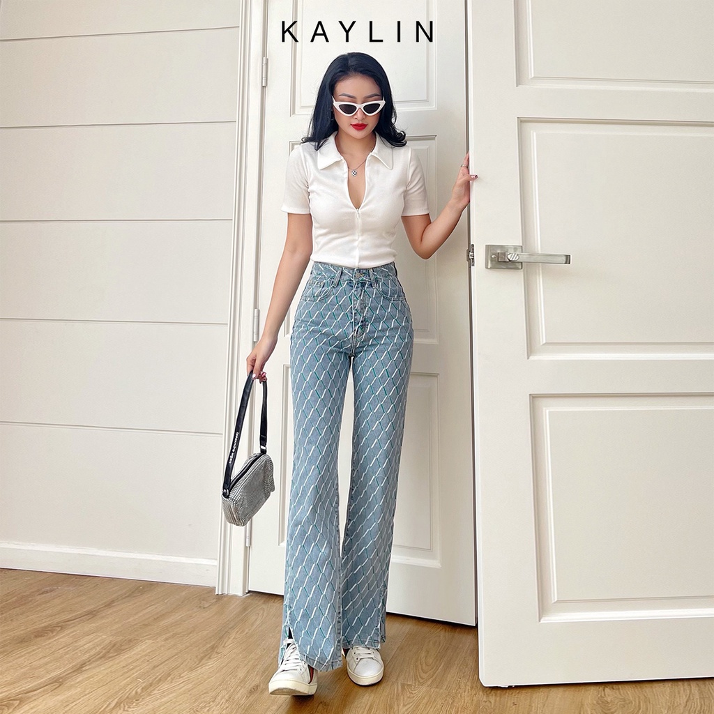 Quần jean nữ dáng suông hình thoi KAYLIN - N1690