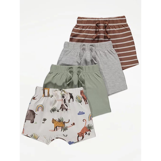 Set 4 shorts bé trai, họa tiết thú, tone xanh xám, hàng Geor.ge UK săn SALE