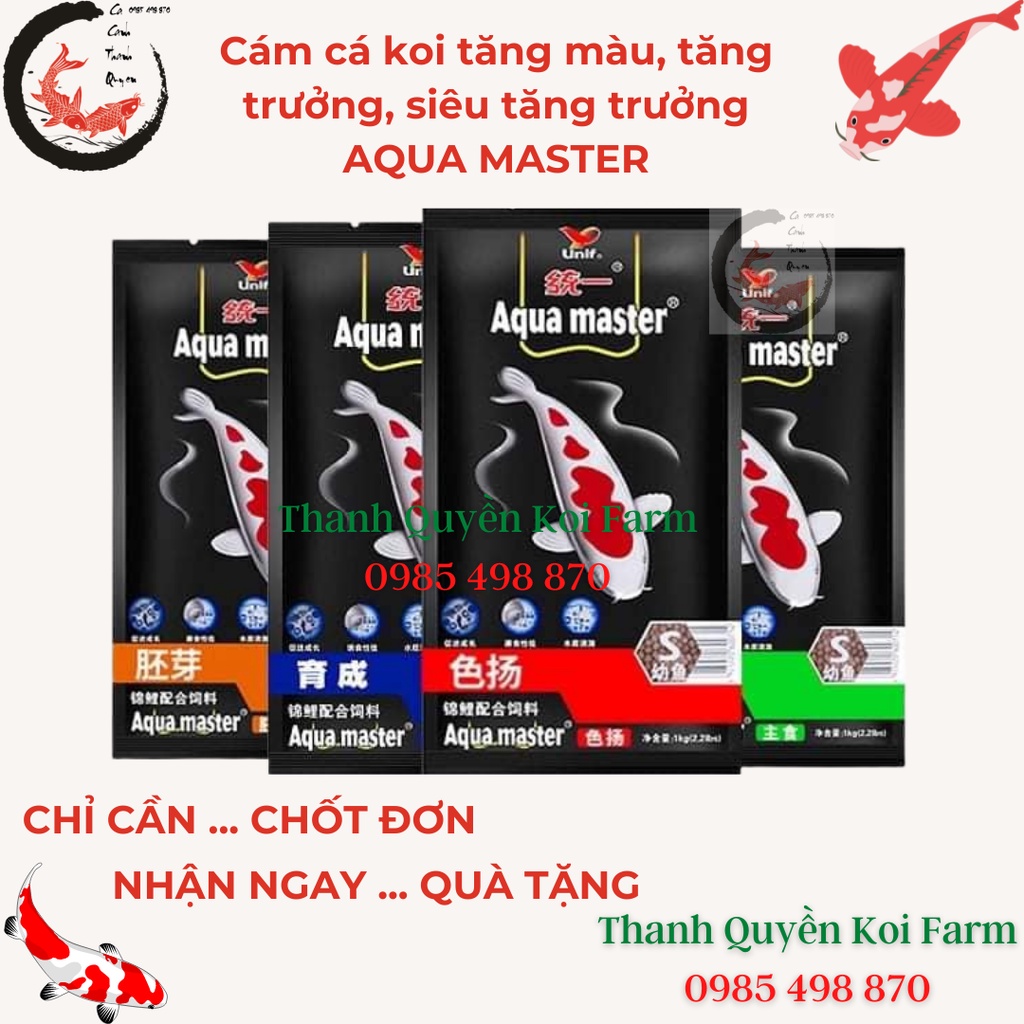 Cám Cá Koi Thức Ăn Cá Koi AQUAMASTER COLOR, GROWTH, Hi - GROWTH gói lẻ 1kg và 0,5kg