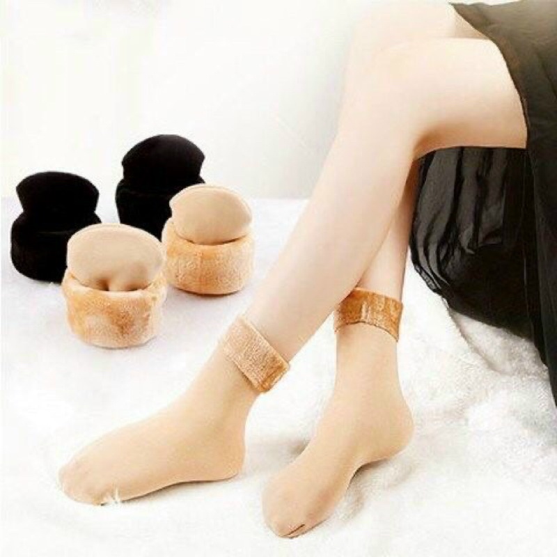 Tất lót lông nữ cổ ngắn sinh nhiệt chất dày cho mùa đông ấm áp TATNU02