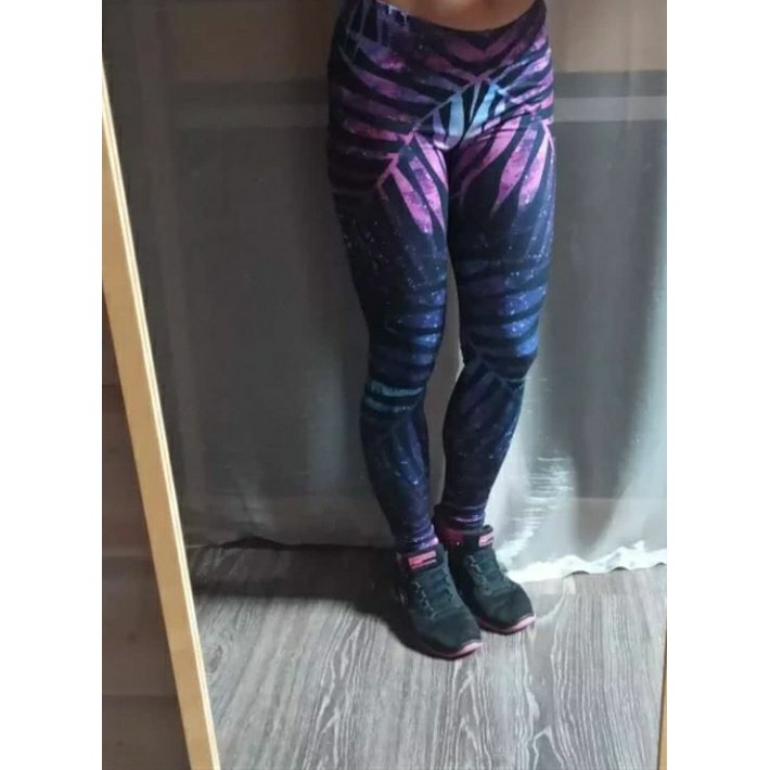 Quần Legging Thể Thao Có Độn Mềm Mại Dày Dặn In Họa Tiết Lá Cây Tím Size Xl Cho Nữ