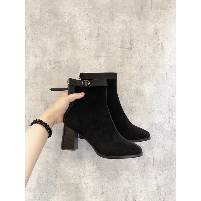 👠👢Boots C Di’o.r da lộn khoá silver sang chảnh  - Hàng ORDER QUẢNG CHÂU CAO CẤP.