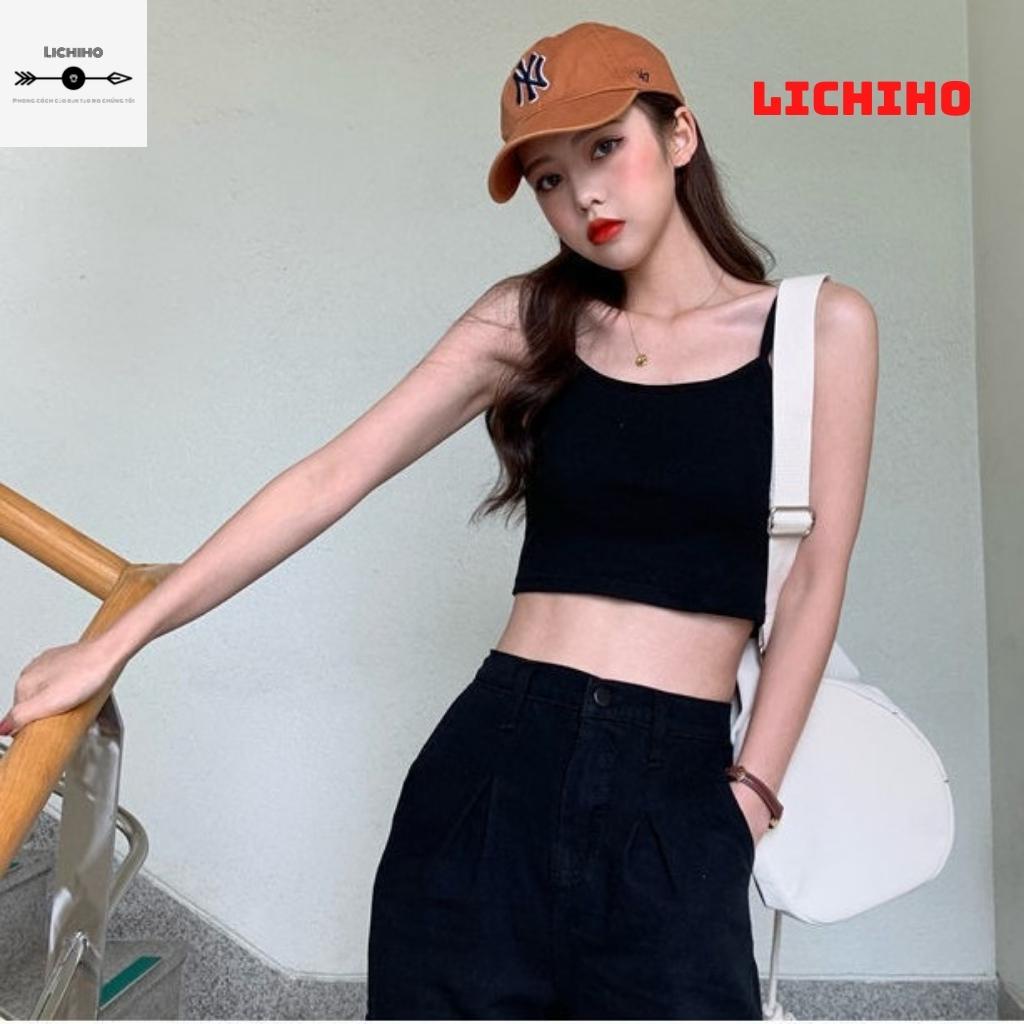 Áo croptop hai dây ôm body CT04 lichiho áo thun nữ ulzzang chất lượng | BigBuy360 - bigbuy360.vn