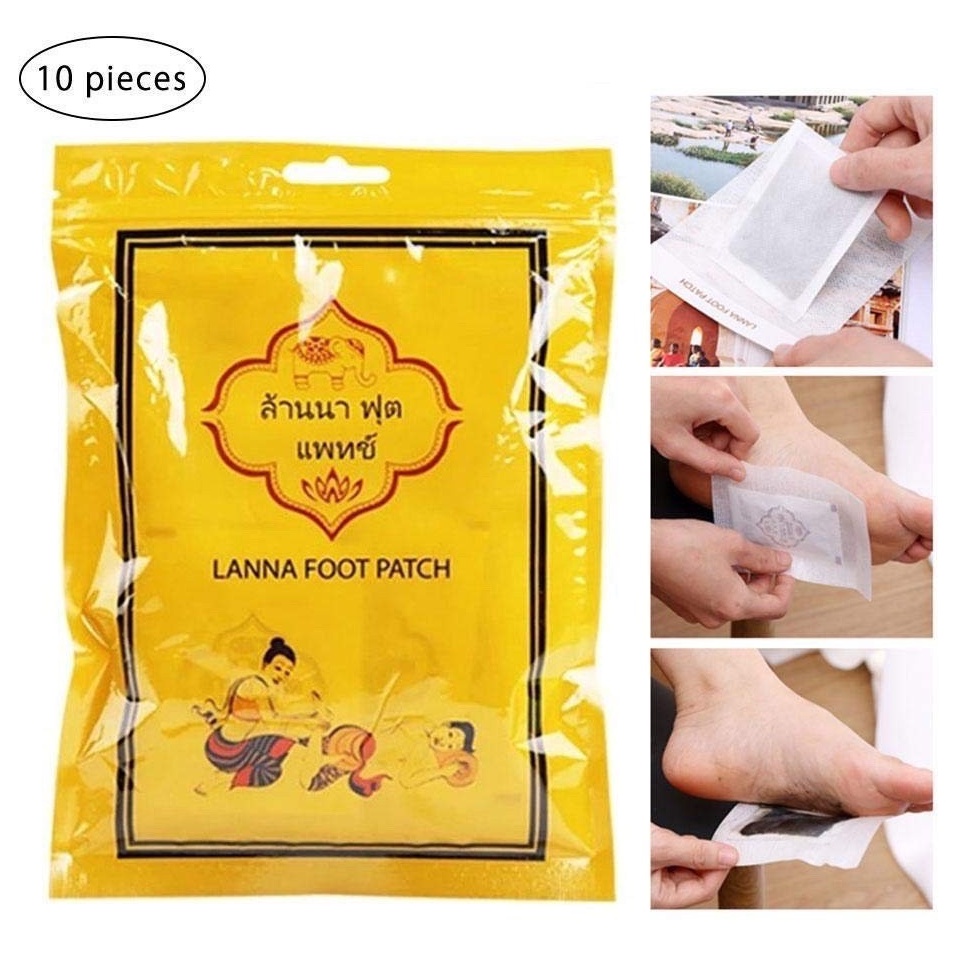 Túi 10 Miếng Dán Thải Độc Chân Chính Hãng Thái Lan Lanna Foot Patch