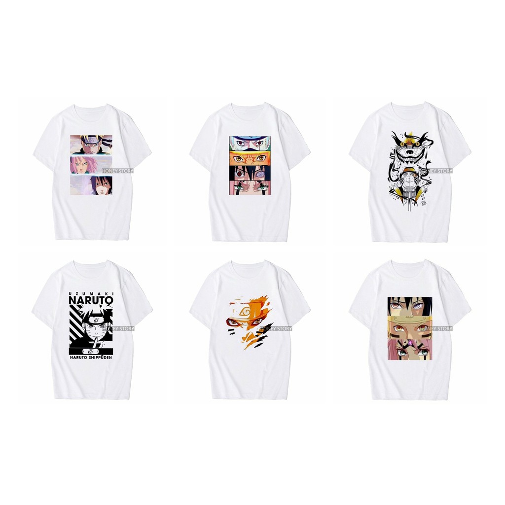 Áo thun phông trắng in hình NARUTO chibi anime xinh xắn độc đáo thời trang