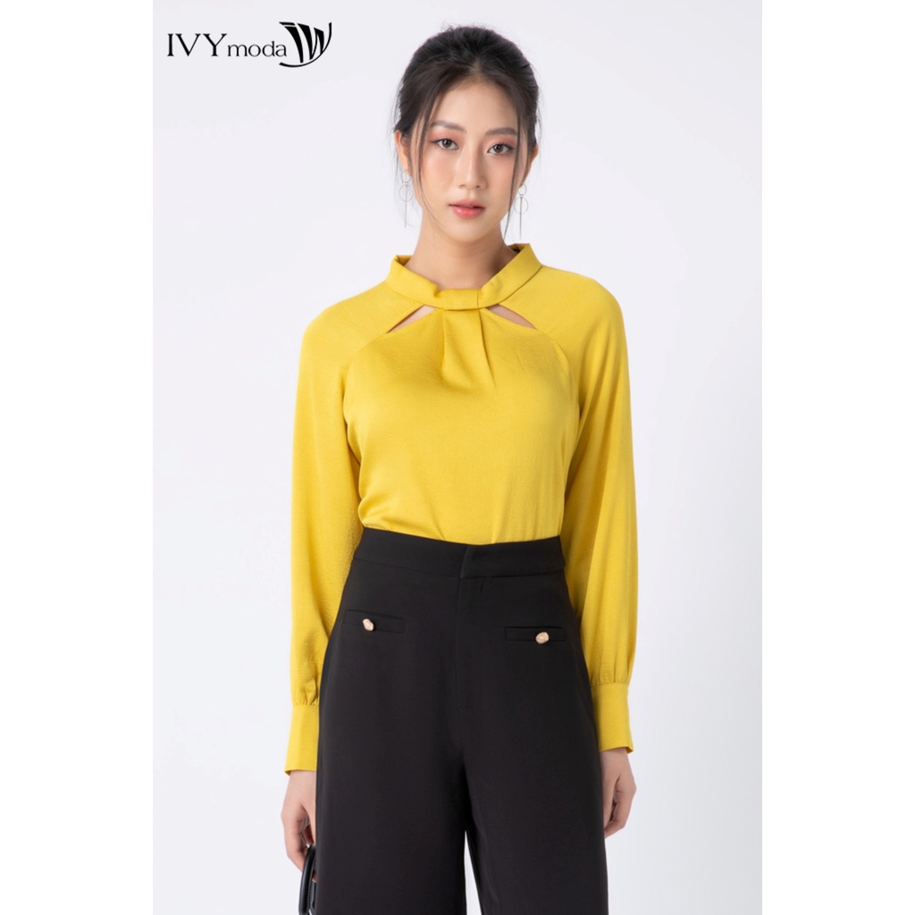 Áo sơ mi nữ cổ cutout IVY moda MS 17M6908
