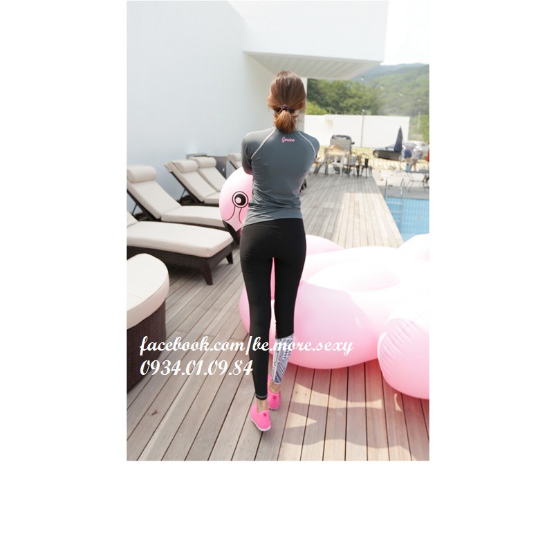 Đồ bơi dài tay Hàn Quốc xám đen | BigBuy360 - bigbuy360.vn