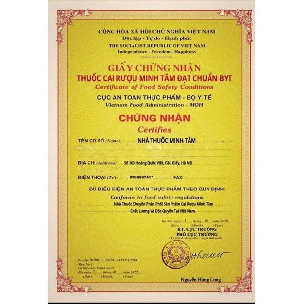 Sản phẩm Cai rượu Minh Tâm chai 350ml