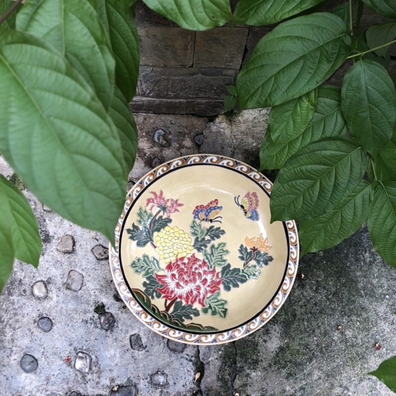 Đĩa gốm sứ bách hoa, gốm sứ Nam Bộ 35cm nhiều hoa văn