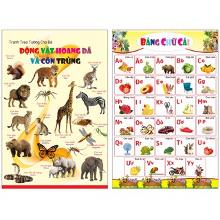 Bảng chữ cái tiếng việt - Tranh treo tường tiếng việt cho bé - Bảng các con vật cho bé - Bảng hoa quả , chữ cái cho bé