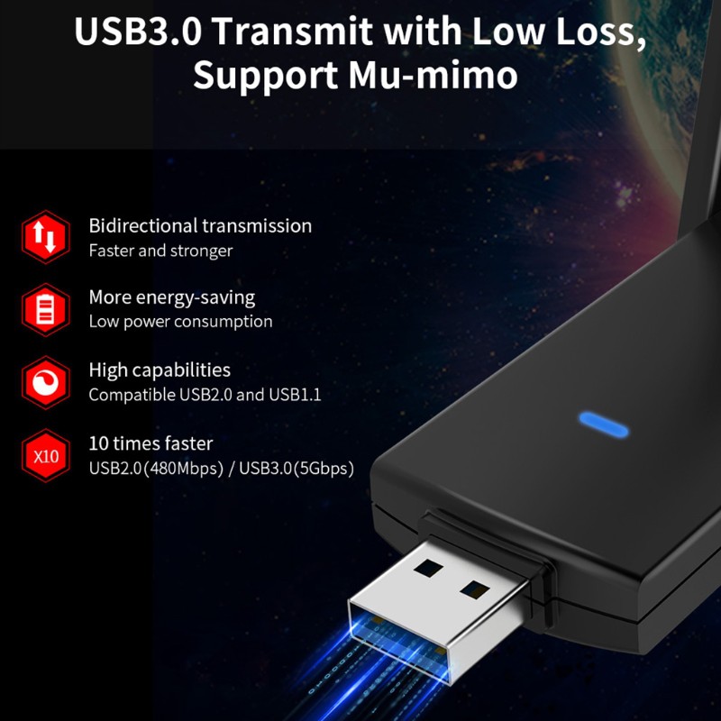 USB thu sóng Wifi băng tần kép 1300Mbps tiện lợi