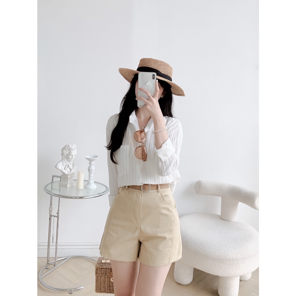 Áo sơ mi xốp nhăn freesize LYRA chất vải độc đáo lên form chuẩn dễ phối - VSYAS0108
