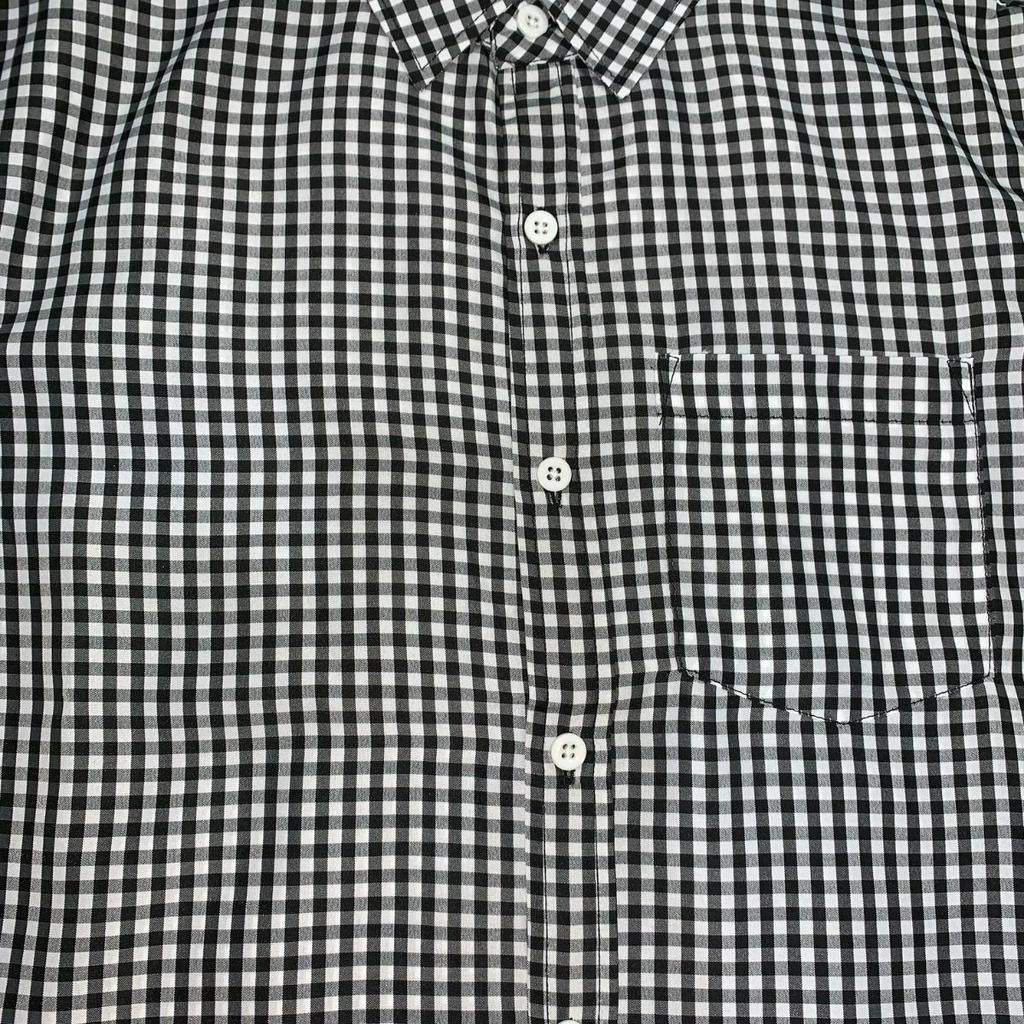 Áo Sơ Mi Nam Ngắn Tay Công Sở, Chất Vải Lanh Thoáng Mát Hoạ Tiết Caro Đen Trắng Sọc Nhỏ