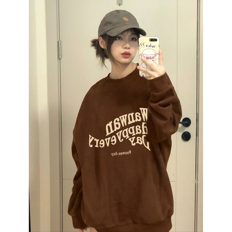 NRVP Áo Thun Nữ Dài Tay Dáng Rộng In Hình Phong Cách Hàn Quốc Mới