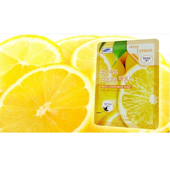 Combo 5 mặt nạ dưỡng trắng da chiết xuất từ chanh 3W Clinic Fresh Lemon Mask Sheet 23ml x 5