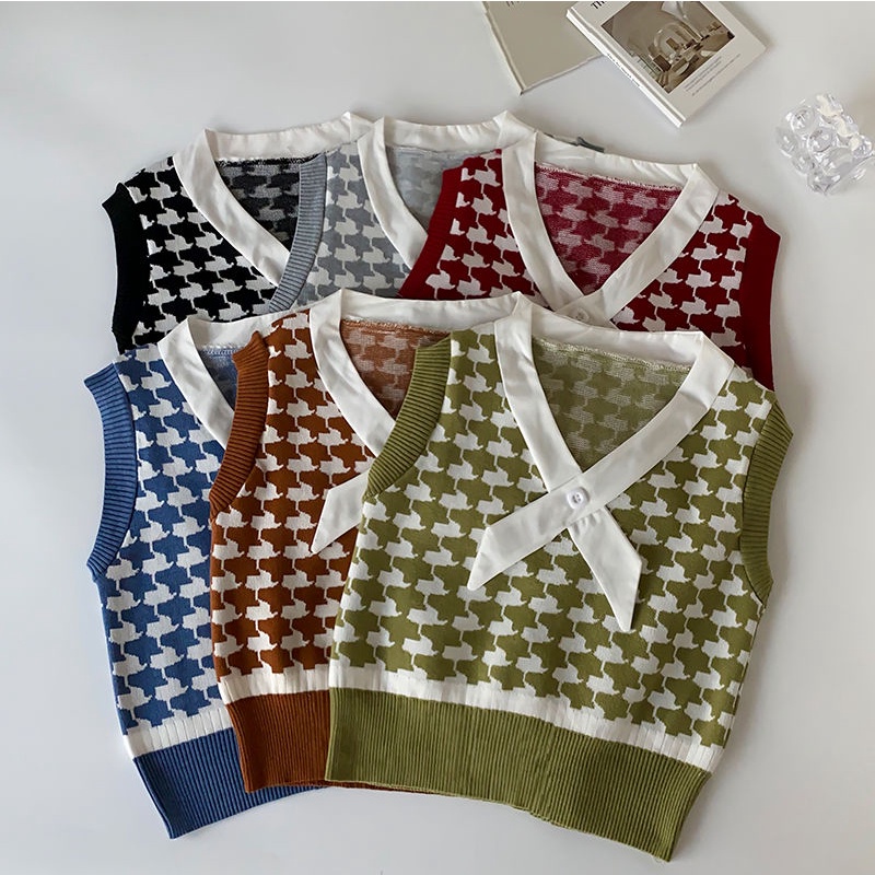 Áo Dệt Kim Cổ Chéo Kẻ Sọc Thời Trang Thu Đông  191968Áo Len Không Tay Phong Cách Hàn Quốc Cổ Điển Độc Đáo | BigBuy360 - bigbuy360.vn