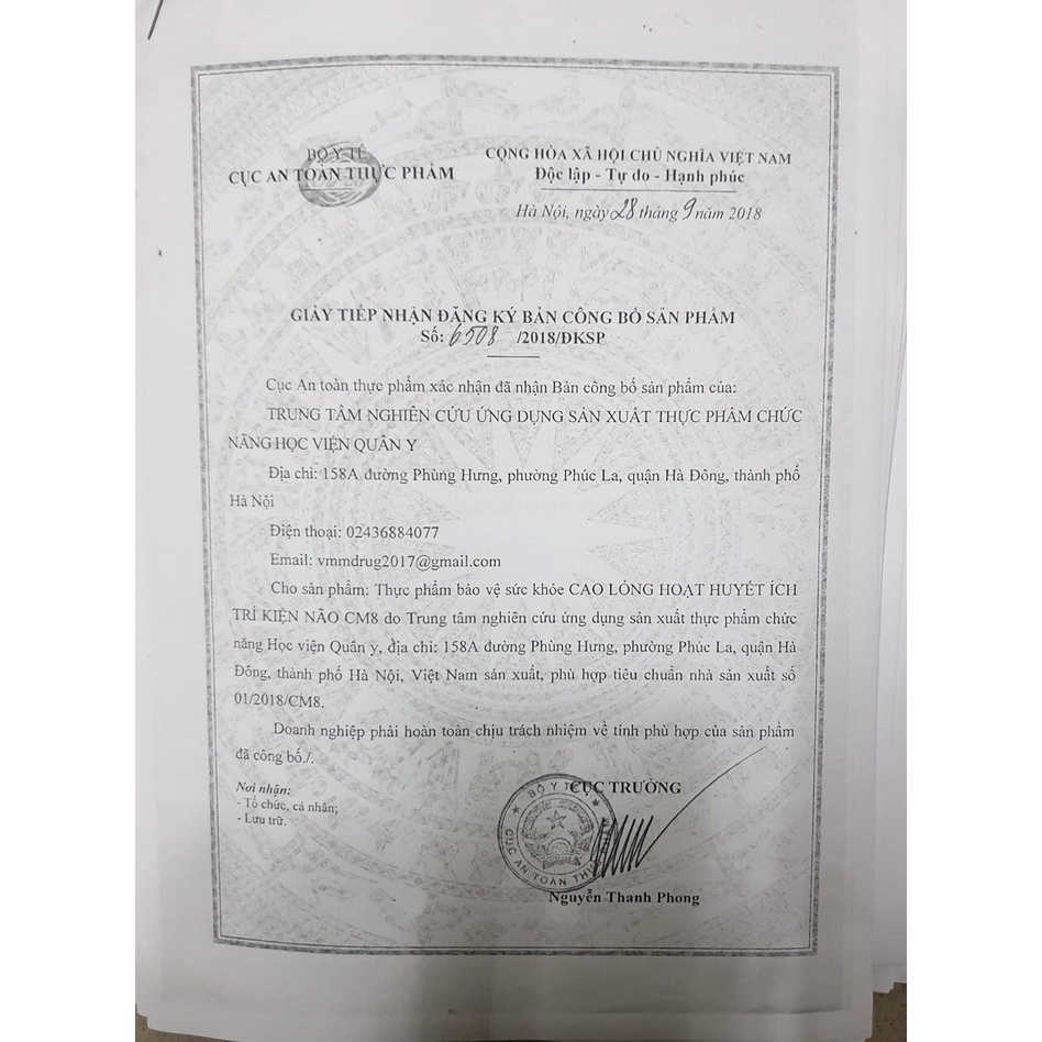 Combo 10 hộp Ích trí kiện não CM8 Học viện quân y lọ 250ml