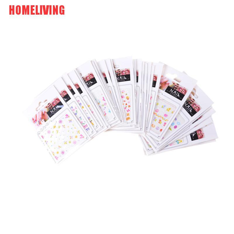 Set 5 Tấm Sticker Hoạt Hình Dán Trang Trí Móng Tay An Toàn Thời Trang Cho Bé DIY
