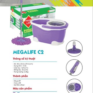 bộ thùng lau nhà 360 megahome C2