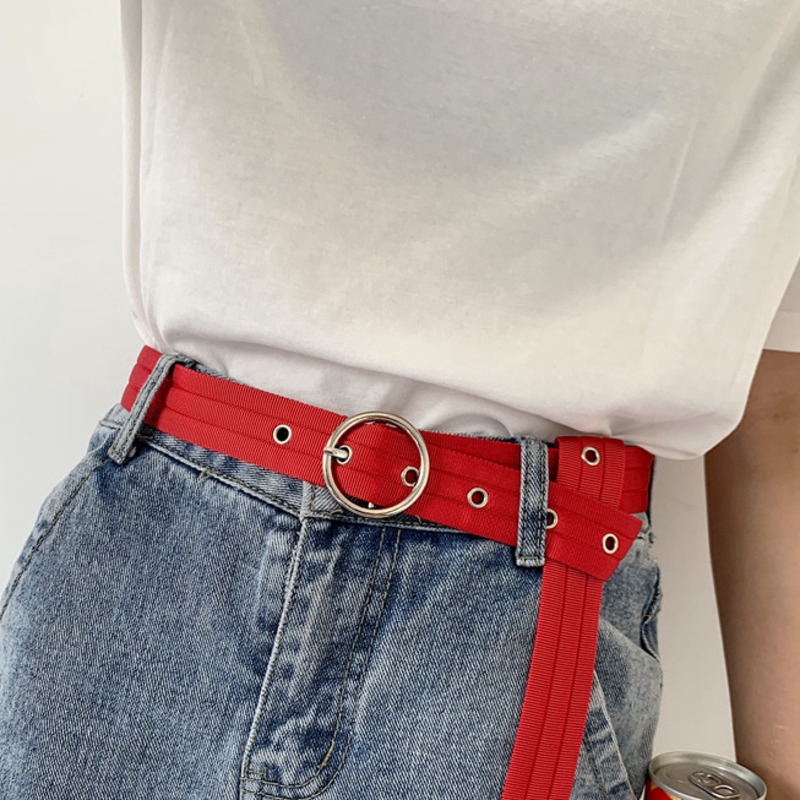 Thắt Lưng Vải Canvas Khóa Tròn 13513 Phong Cách Hàn Quốc