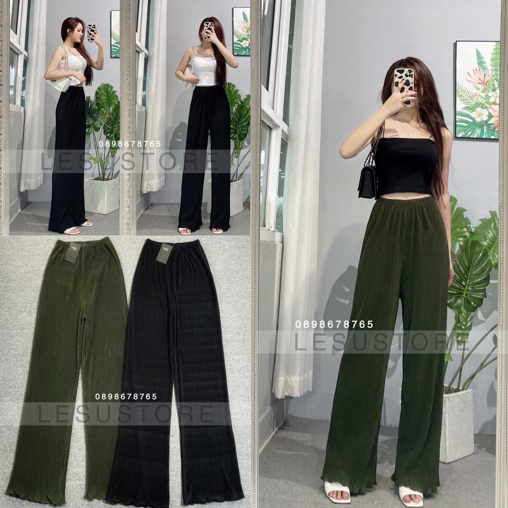 ẢNH TỰ CHỤP Quần culottes dập li voan lưng thun