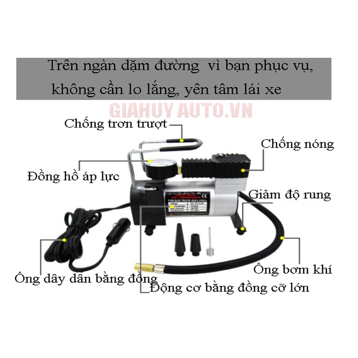 Bơm lốp ô tô, xe máy, xe đạp nguồn 15v và 220V bảo hành 6 tháng