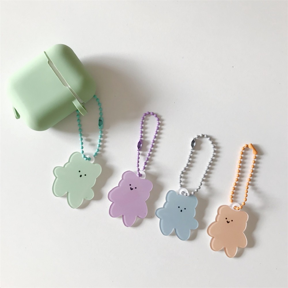 Móc khóa hình chú gấu hoạt họa xinh xắn trang trí cho Airpod