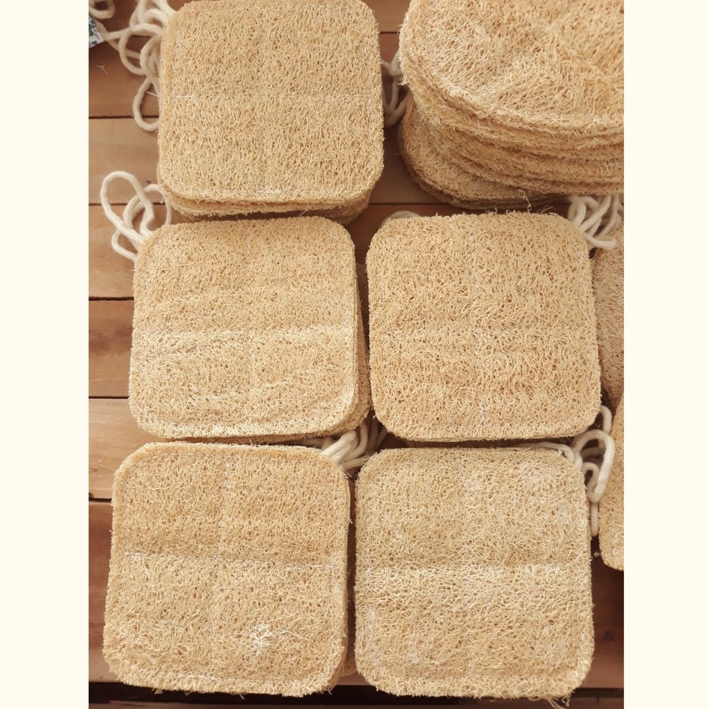 Miếng Rửa Chén Xơ Mướp Cỡ Lớn Hình Vuông - Miếng Chùi Nồi - Miếng Rửa Bát - Xơ Mướp Tắm Tẩy Da chết