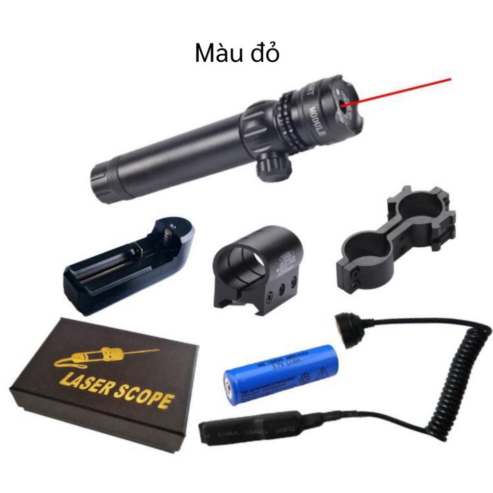 Đèn Laze Núm Vặn Chỉnh Tia Xanh Trọn Bộ Cao Cấp.Đèn Laser Cực Mạnh - Bút Laser Scope Chỉnh Tia Đỏ.