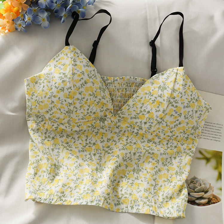 Áo Hai Dây Dáng Ôm Vải Voan In Hoa Kiểu Retro Thời Trang Mùa Hè Cho Bạn Gái