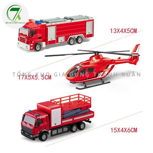 Đồ chơi 6 xe cứu hỏa đồ chơi ô tô, xe chở nước, xe chữa cháy, máy bay cho các bé tập làm các chú lính cứu hỏa tí hon