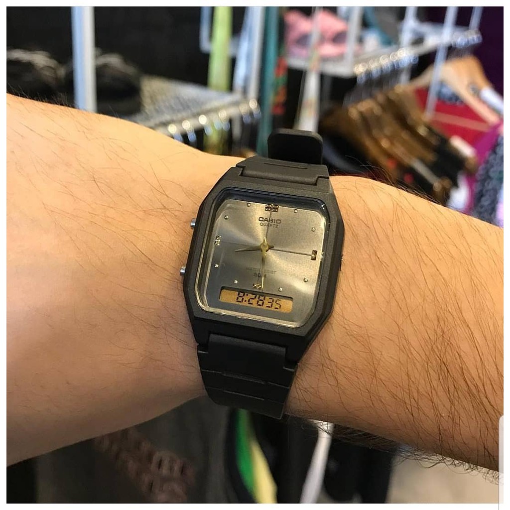 Đồng hồ Nữ Casio AW-48HE-1A, đồng hồ chính hãng, silicon màu đen