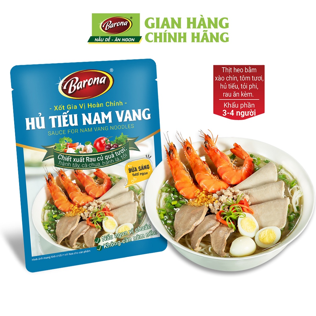 Gia Vị Hủ Tiếu Nam Vang Barona 80g ướp ngon chuẩn vị không cần nêm nếm