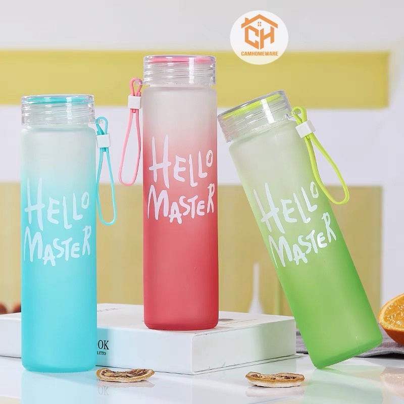 Chai Đựng Nước Thuỷ Tinh Hello Master 450ml Cam Homeware