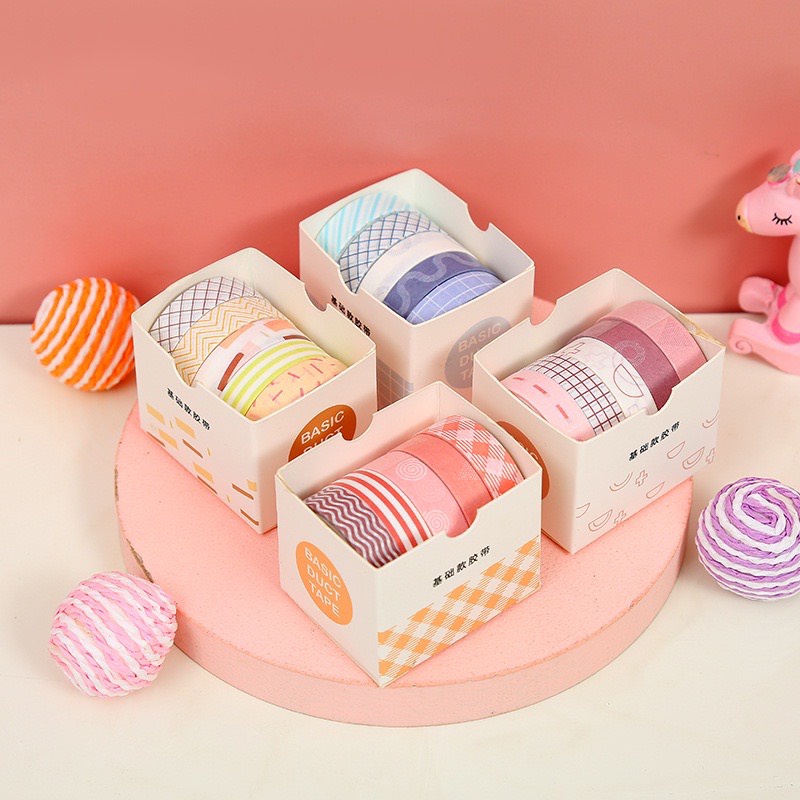 Washi tape set 6 cuộn chuyển màu gardiant bản 10mm, dài 200cm