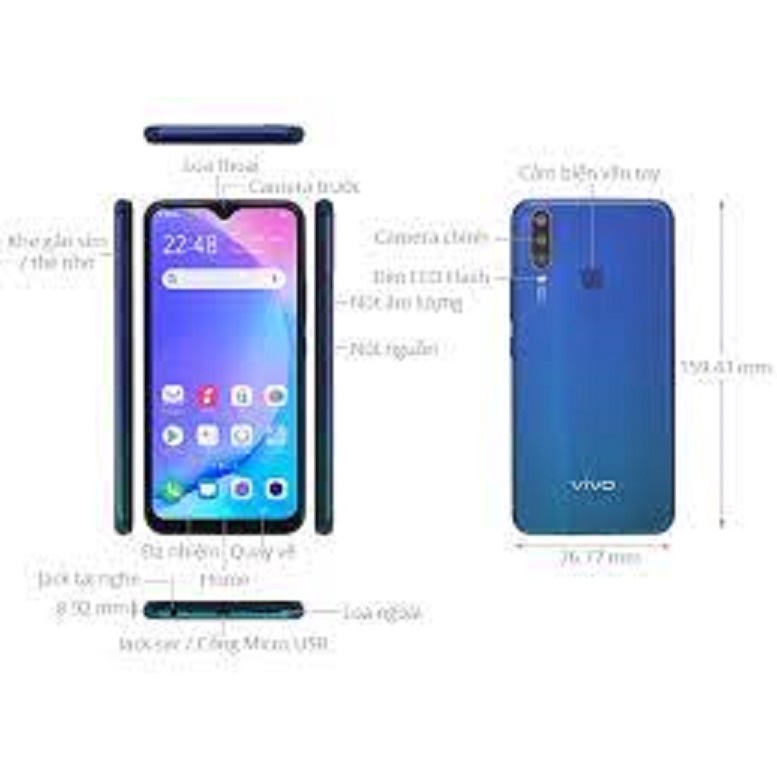 Điện thoại Vivo Y12 2sim ram 8G/256G mới Chính Hãng, màn hình giọt nước 6.35inch, Chiến Game nặng mượt - GGS 04