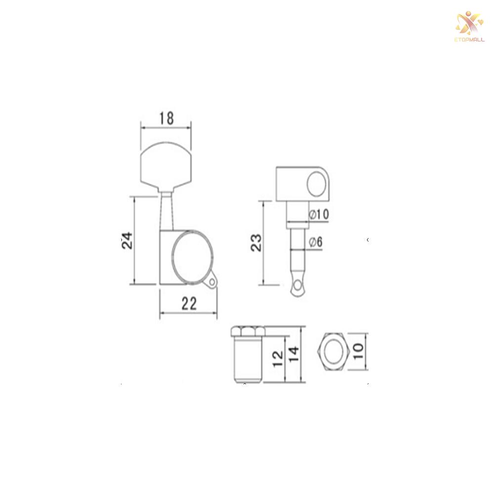 ET Black Sealed Tuning Pegs Tuner Machine Head 3R 3L Electric/Acoustic Guitar Parts