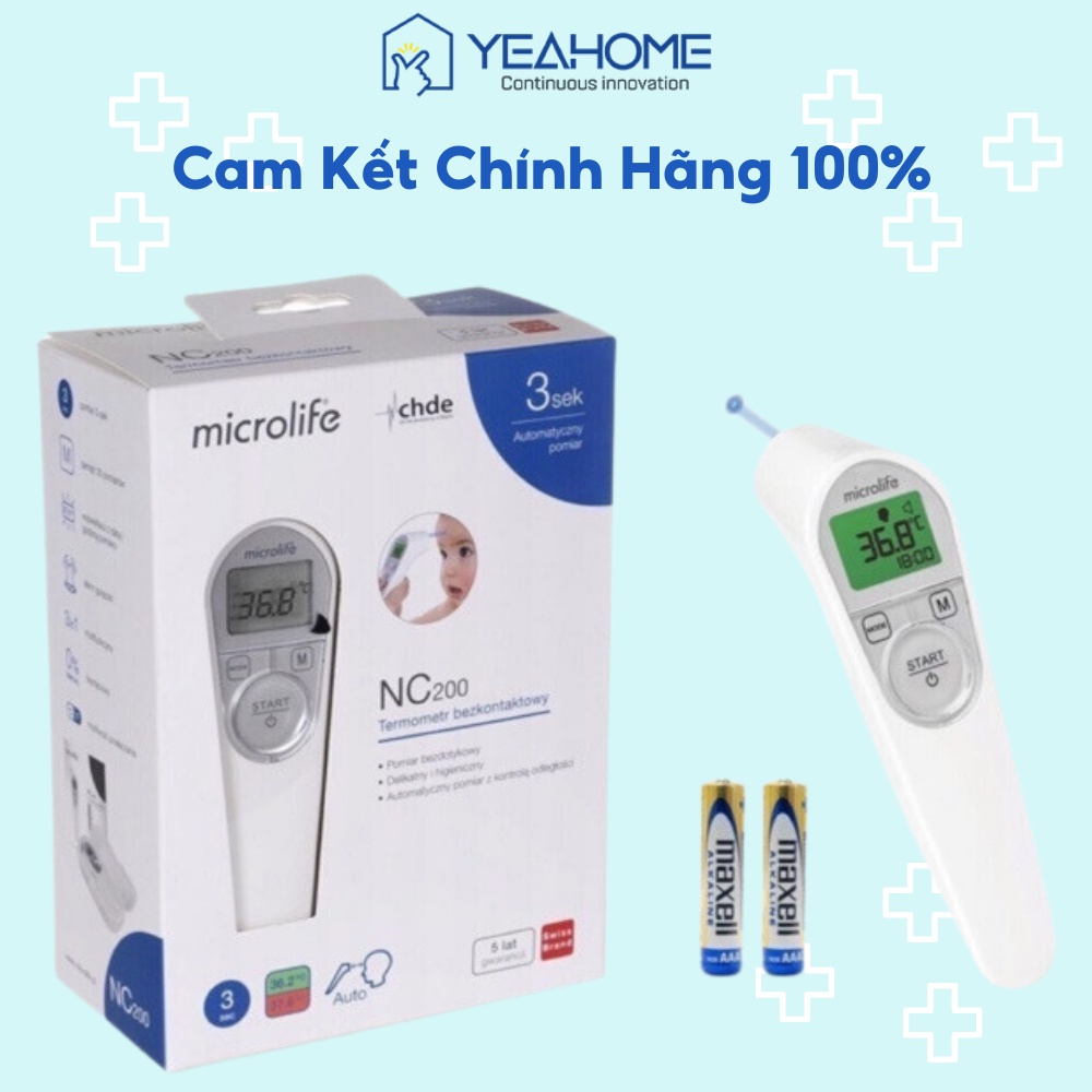 Nhiệt Kế Đo Trán Microlife NC200 Cảm Biến Hồng Ngoại Bảo Hành 24 Tháng Hàng Chính Hãng - YeahomeCare Saigon